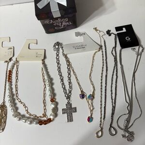 Women’s jewelry silver and Gold Necklace Set 7 necklaces new